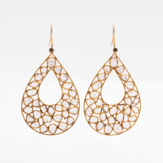 Gold & Diamond Teardrop Earrings