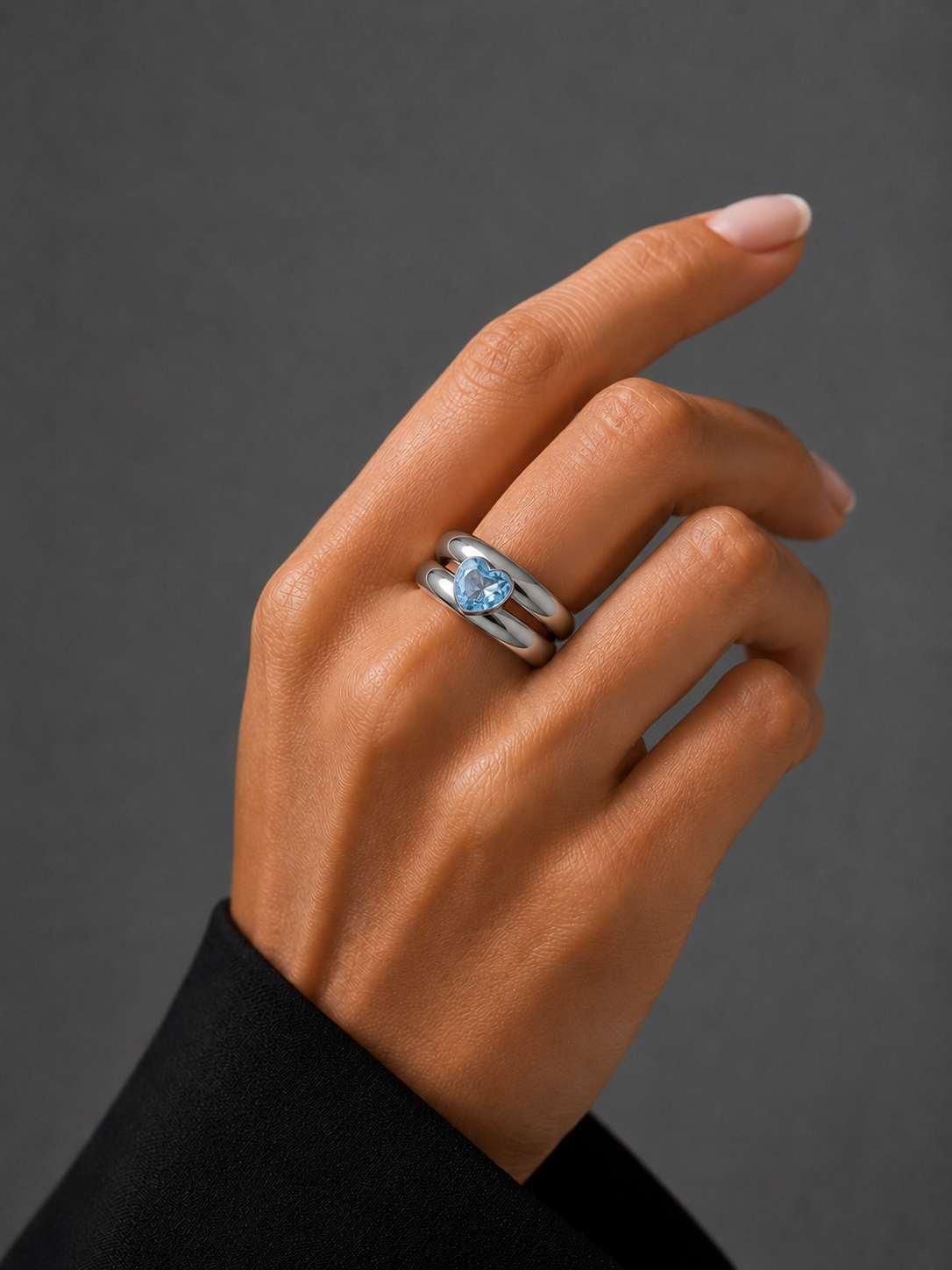 Aquamarine Heart & White Gold Ring