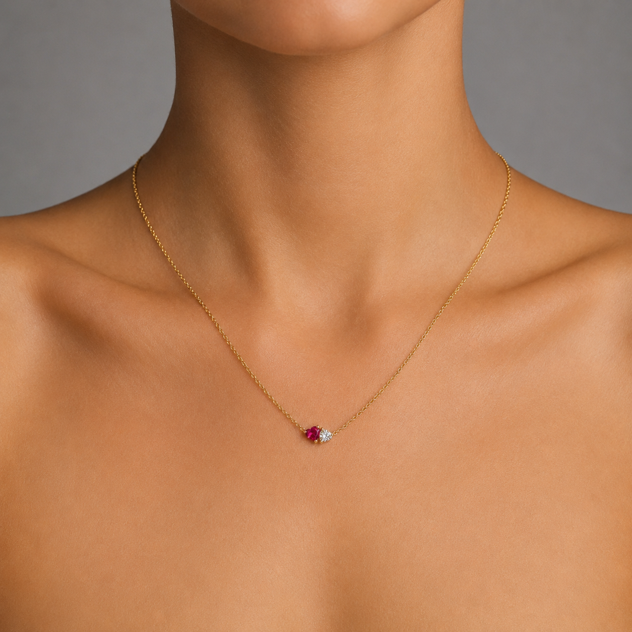 Ruby & Diamond Heart Necklace