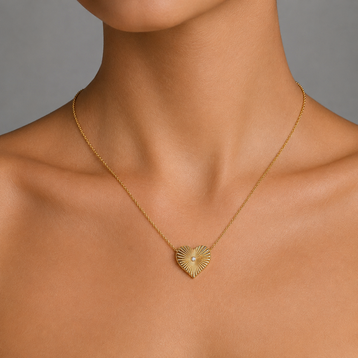 Gold & Diamond Heart Necklace