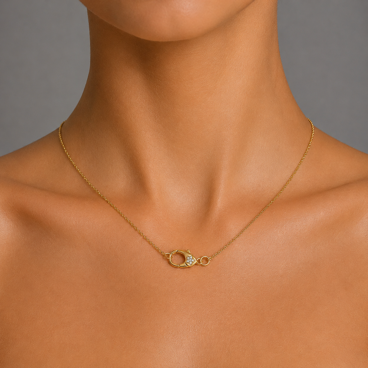 Gold & Diamond Star Clasp Necklace