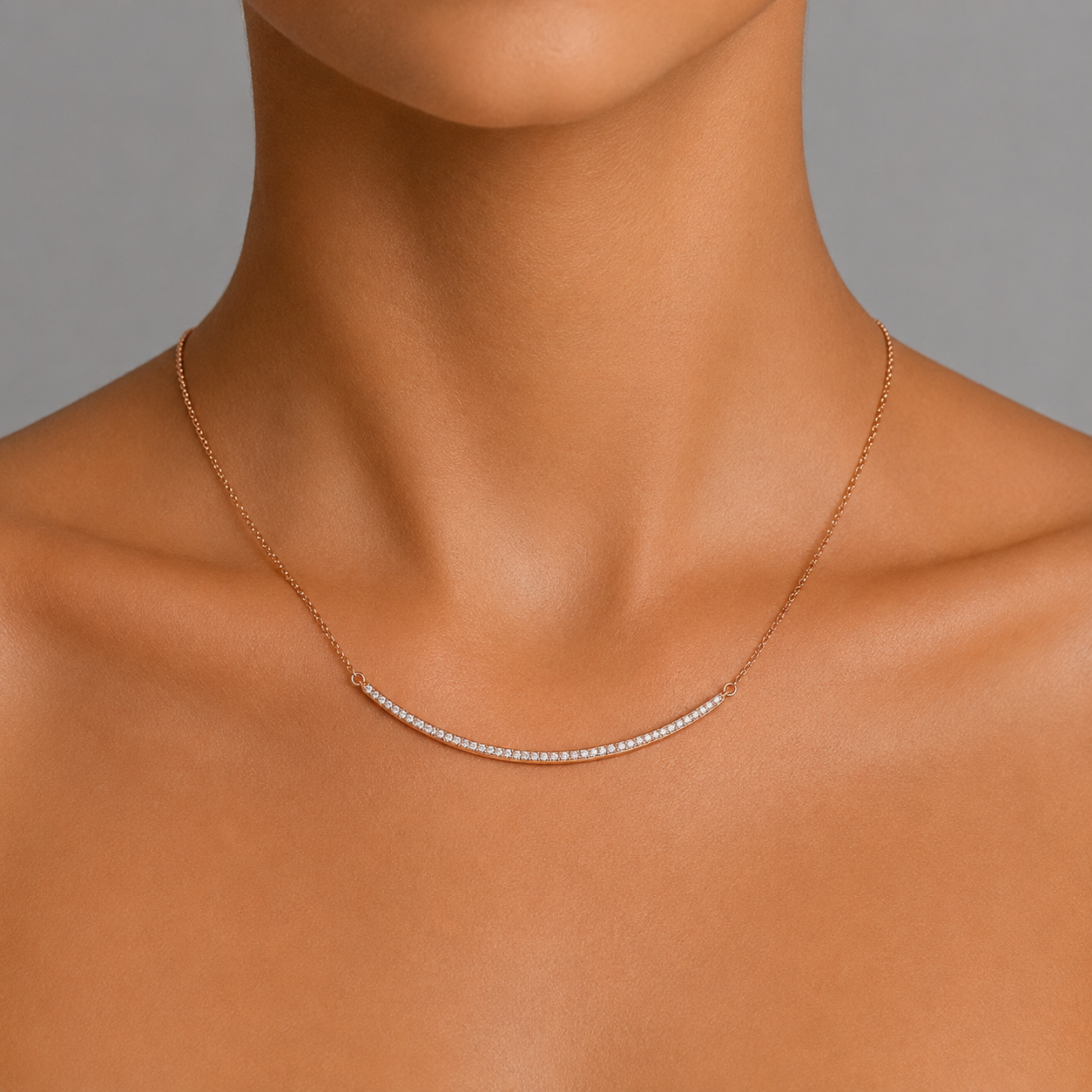 Diamond & Gold Scooped Bar Necklace