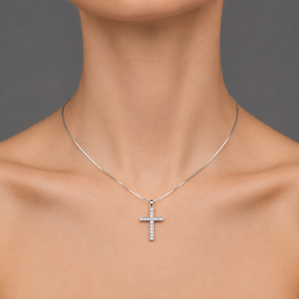 Diamond & White Gold Cross Necklace