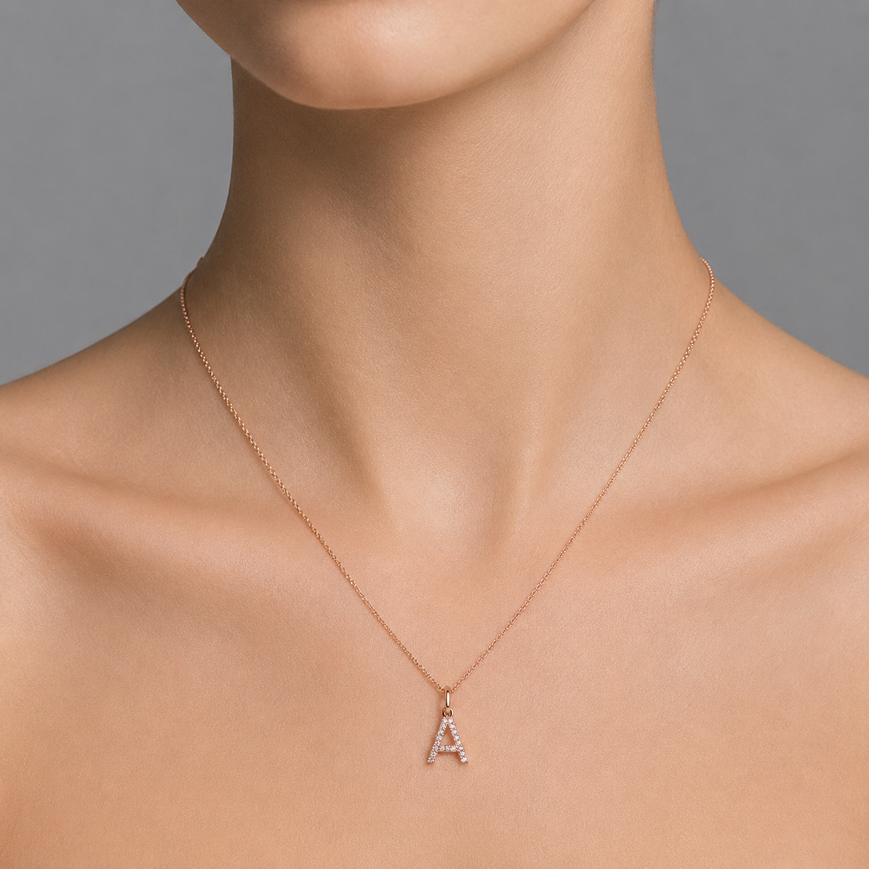 Diamond & Rose Gold Initial Necklace