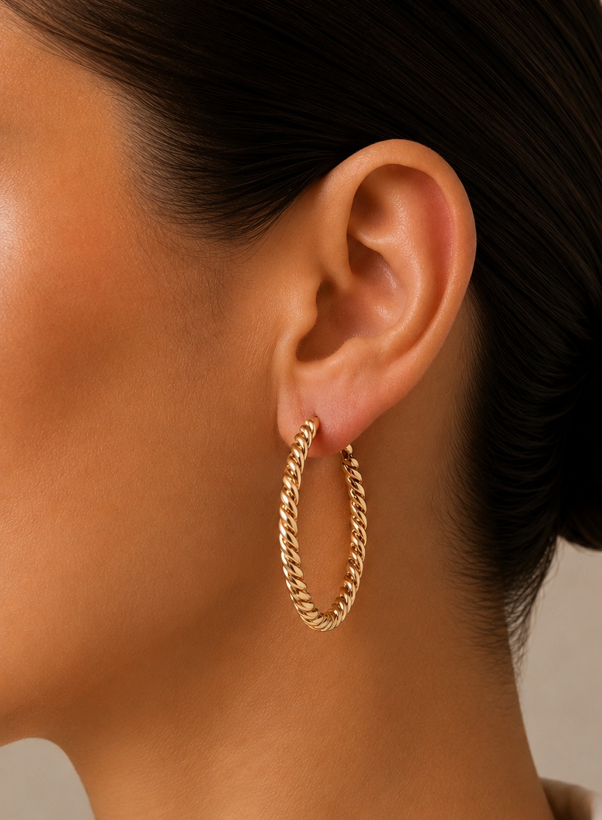 Gold Twist Hoop Earrings