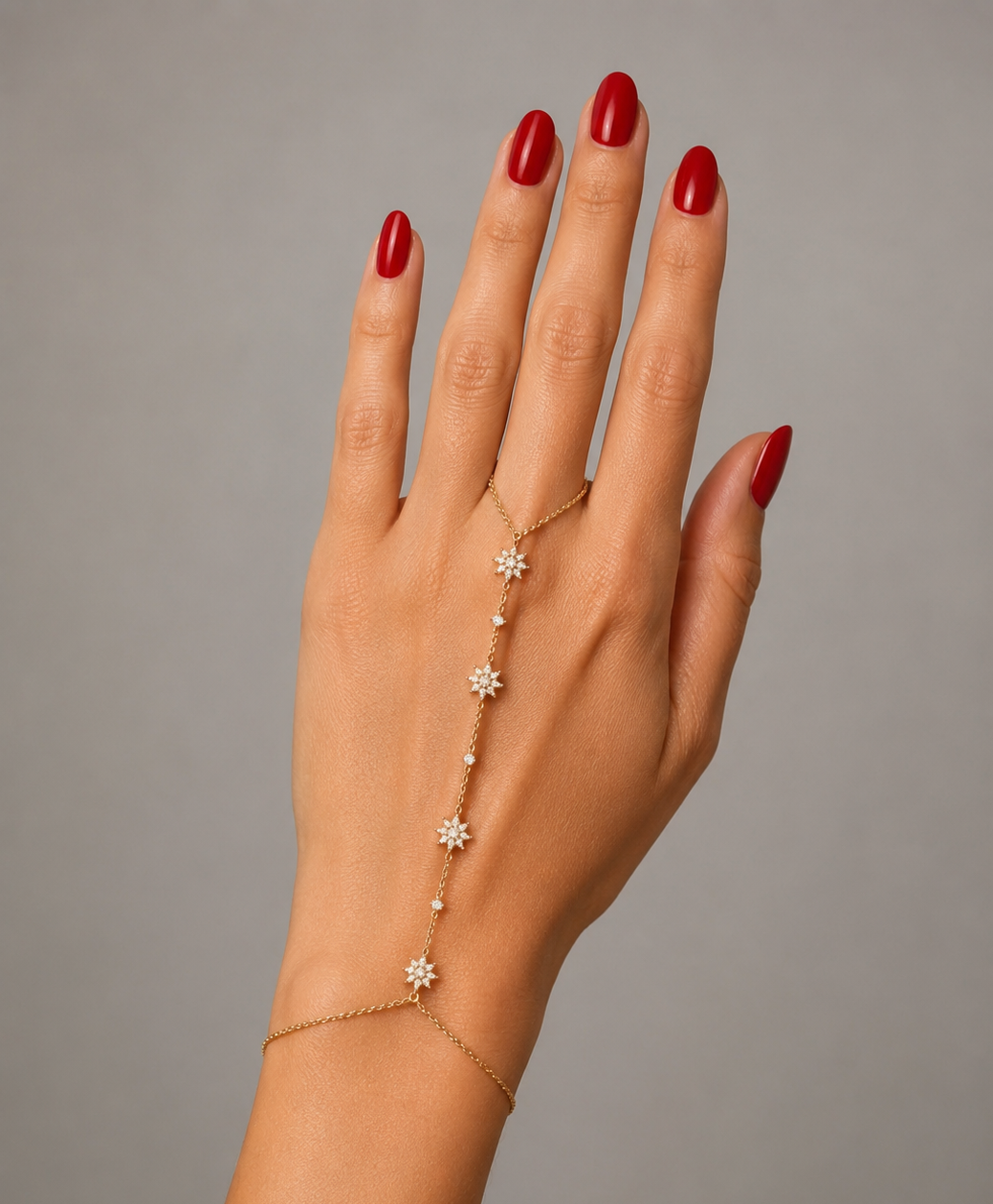 Diamond & Gold Starburst Hand Chain