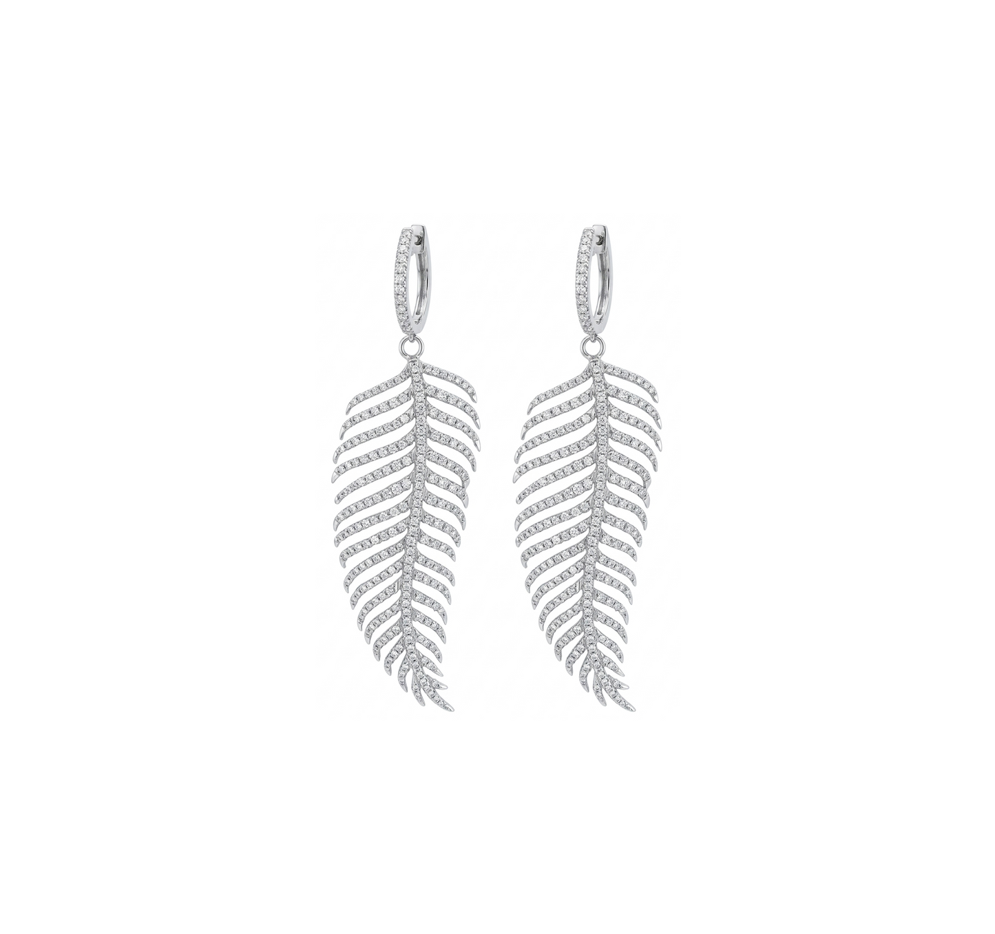 Diamond & White Gold Leaf Earrings