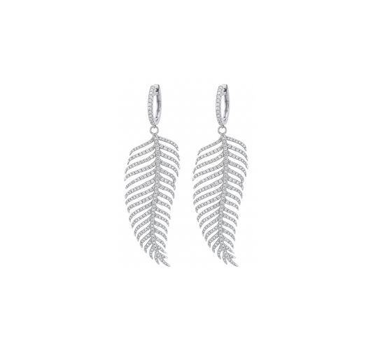 Diamond & White Gold Leaf Earrings