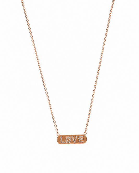 Diamond & Rose Gold 'Love' Necklace