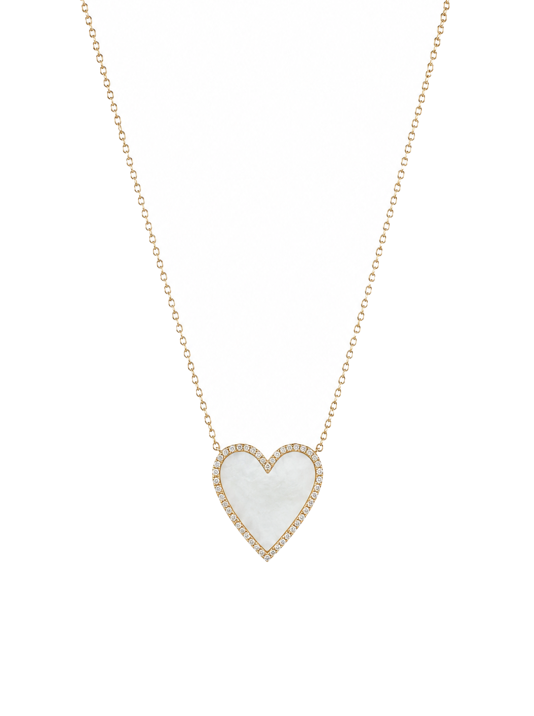 Mother of Pearl, Diamond & Gold Heart Necklace