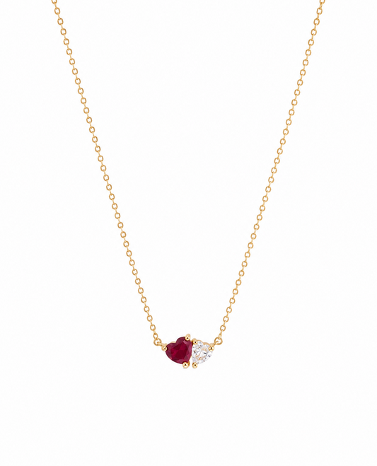 Ruby & Diamond Heart Necklace