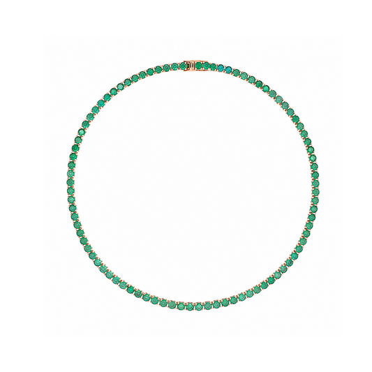 Emerald & Gold Tennis Necklace