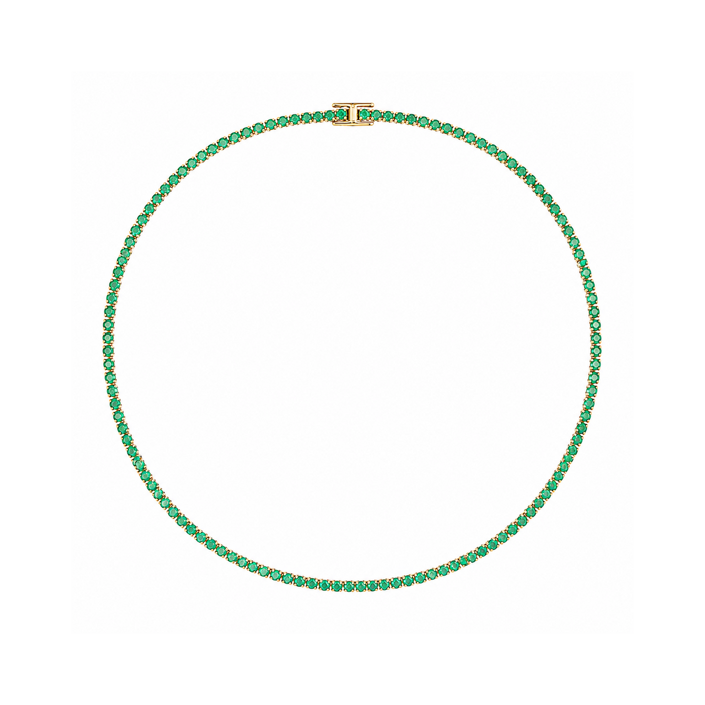 Emerald & Gold Tennis Necklace