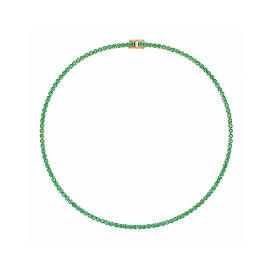 Emerald & Gold Tennis Necklace