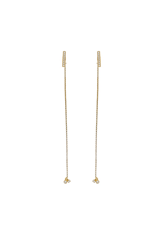 Diamond & Gold Bar Chain Earrings