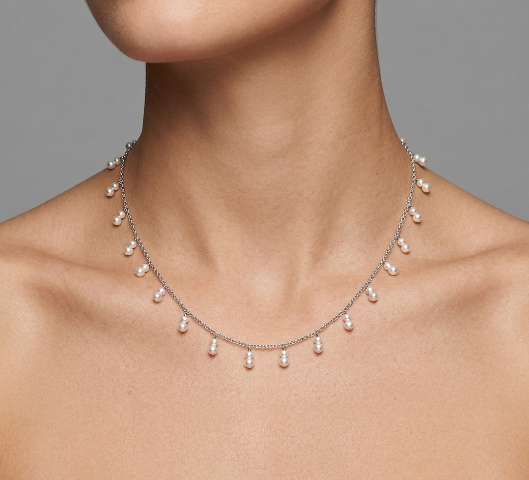 Fresh Pearls Station Necklace