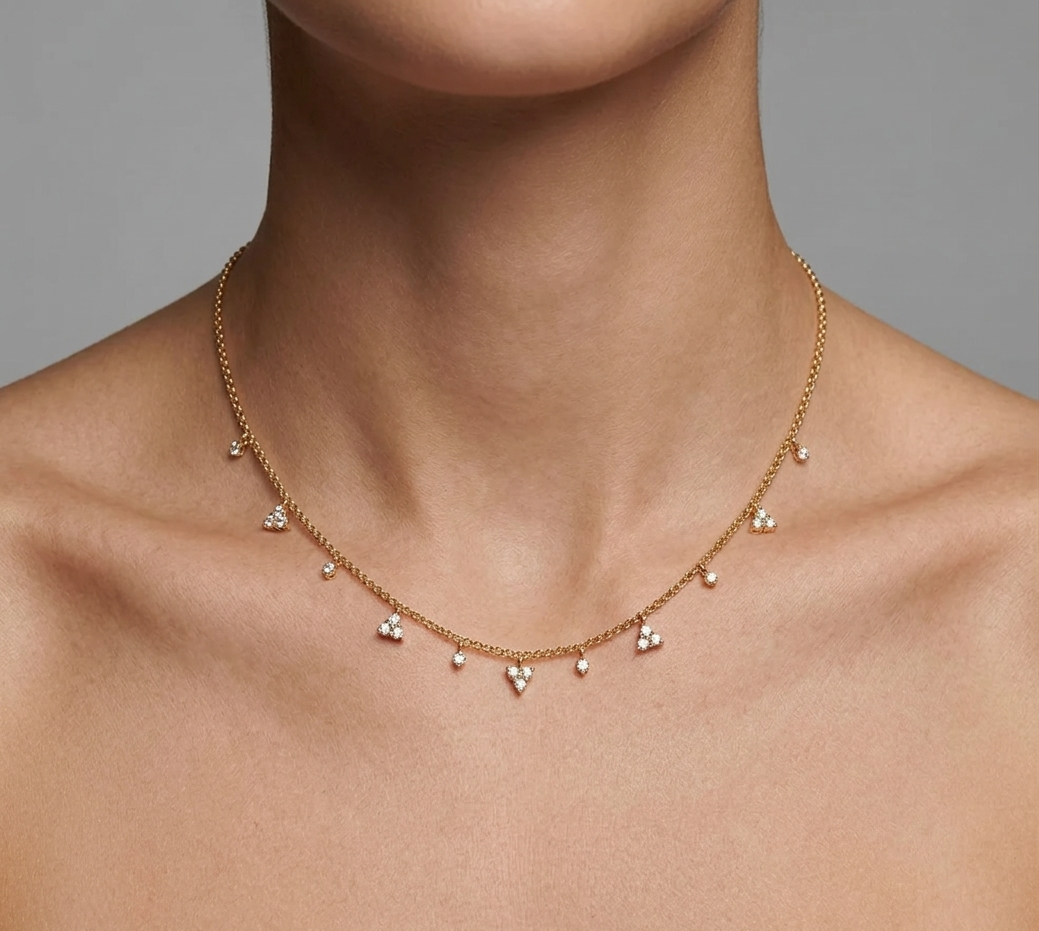 Gold & Diamond Station Necklace