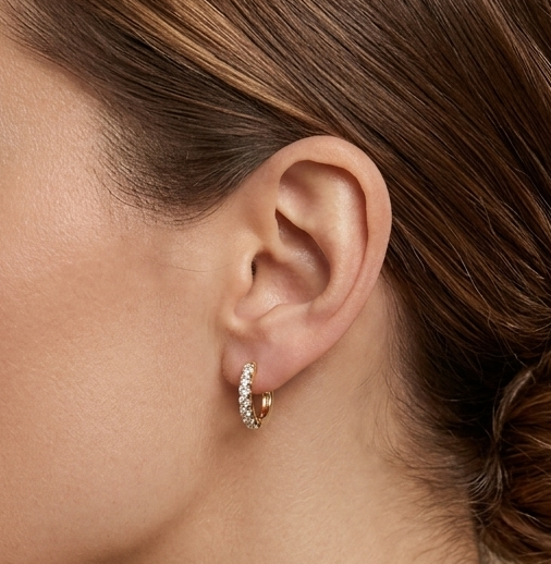 Diamond & Gold Chunky Hoops