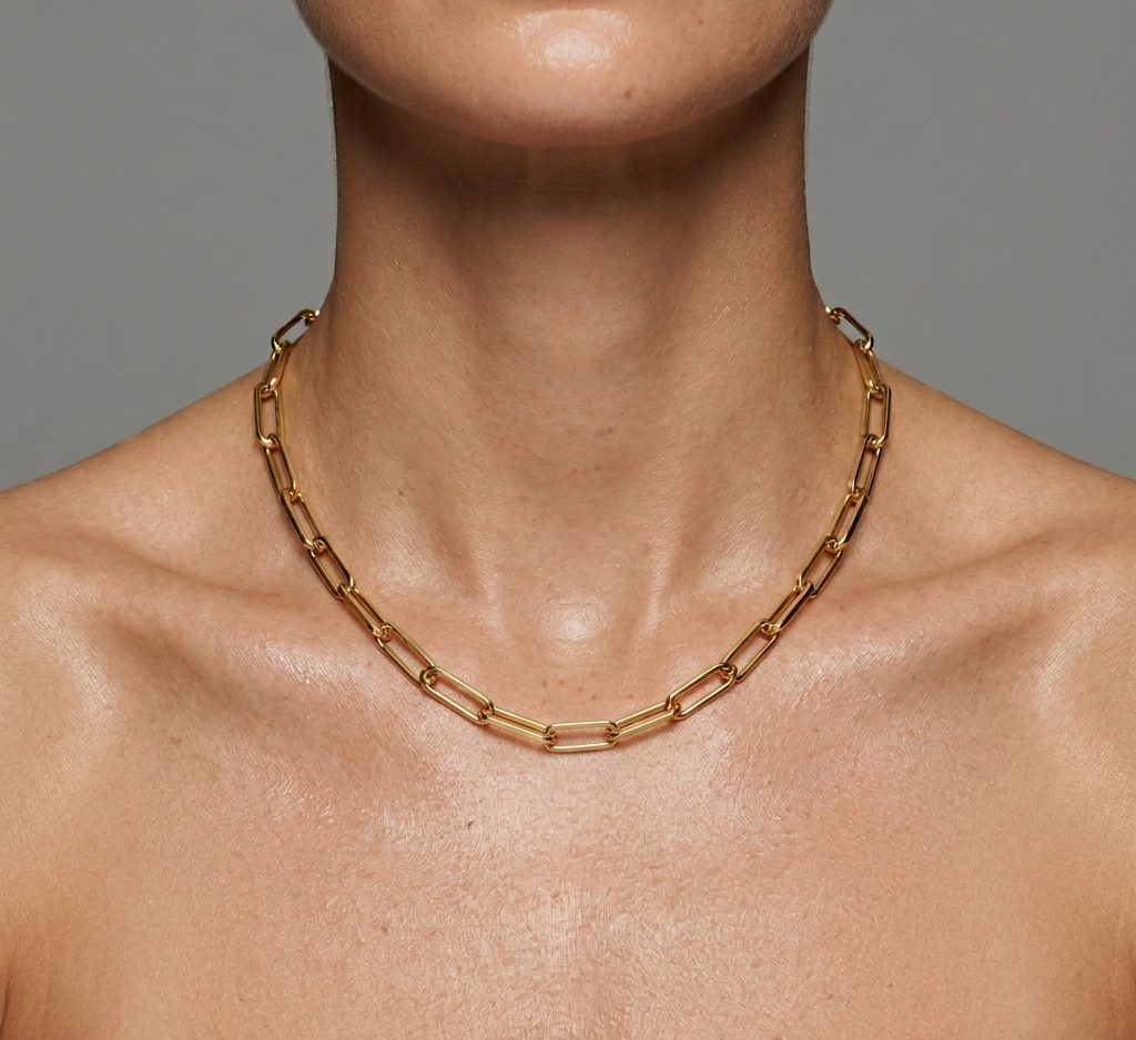 Paper Clip Gold Chain Necklace