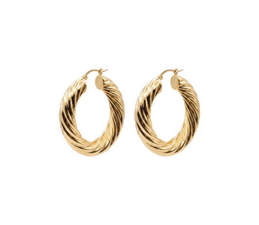 Gold Twisted Hoop Earrings