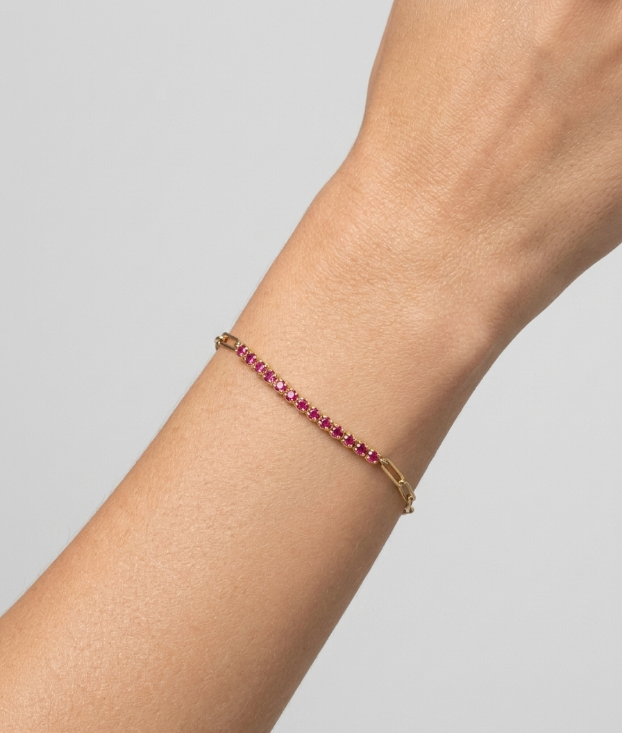 Ruby & Gold Link Bracelet