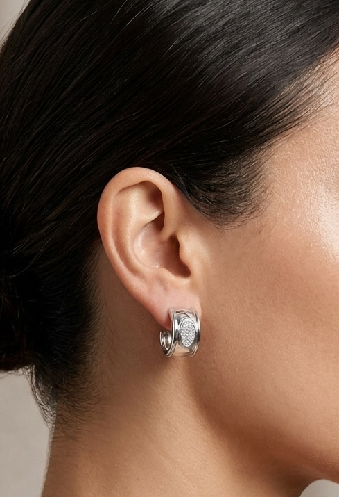 White Gold Dome Earrings