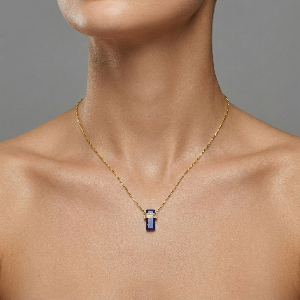 Lapis Lazuli, Diamond & Gold Necklace