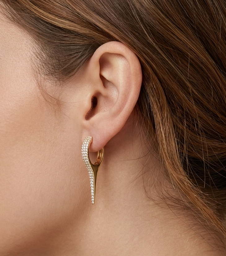 Diamond & Yellow Gold Spike Earrings