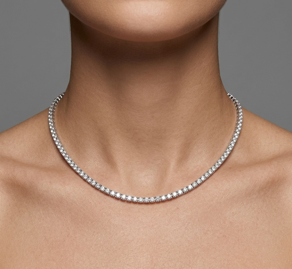 Diamond White Gold Tennis Necklace Small
