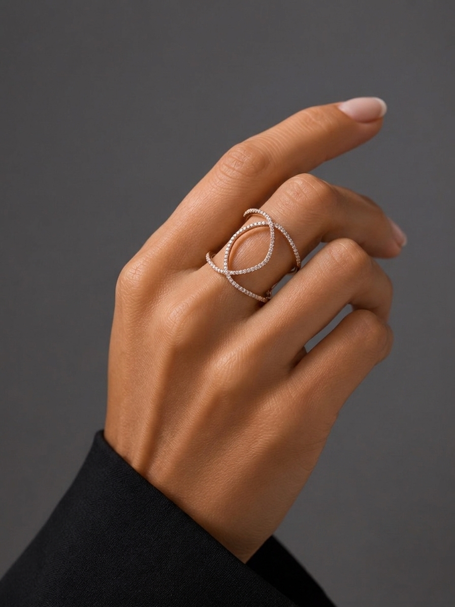 Diamond & Rose Gold Wrap Pave Ring