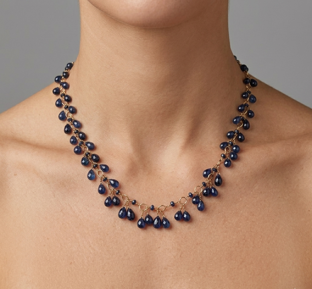 Blue Sapphire & Gold Necklace