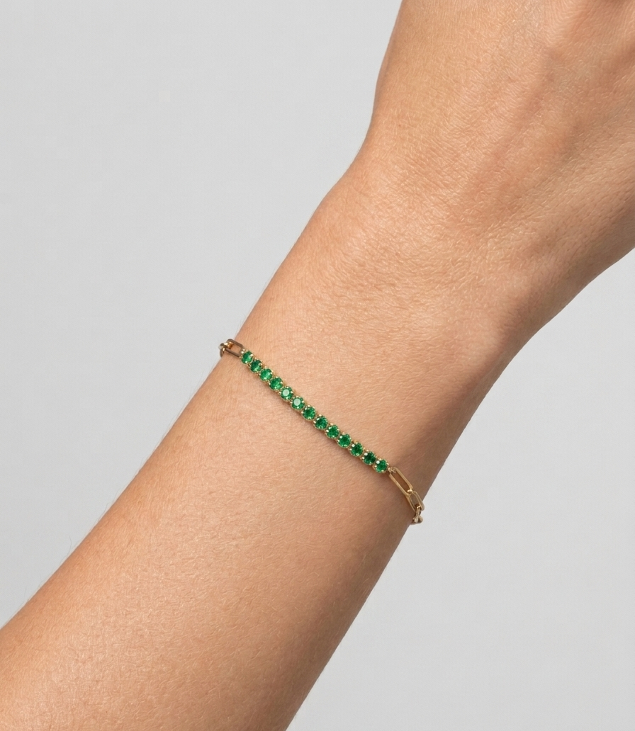 Emerald & Gold Link Bracelet