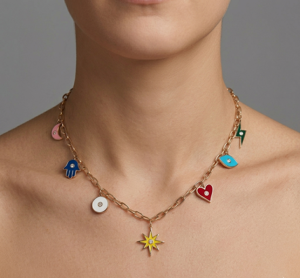 Gold & Diamond Station Necklace
