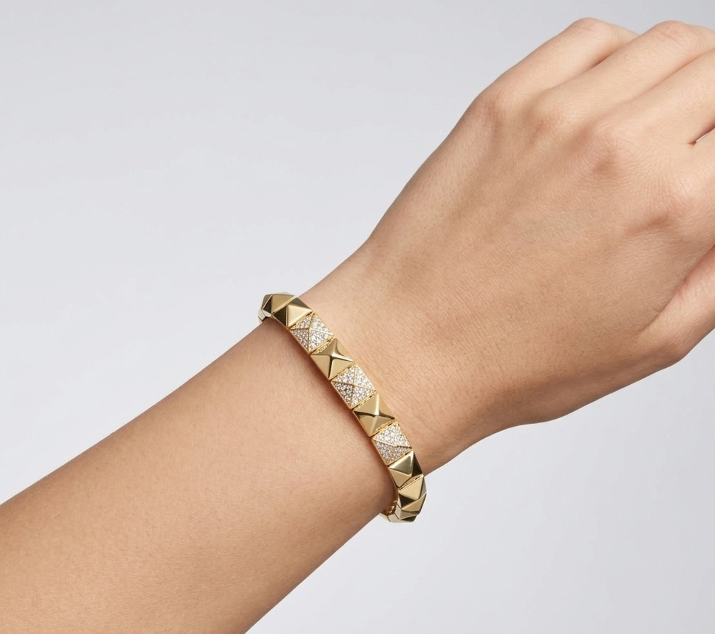 Diamond & Gold Pyramid Bracelet