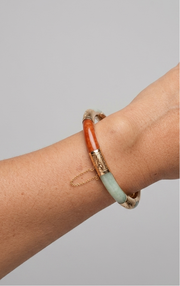 Multi-Stone & Gold Cuff Bracelet