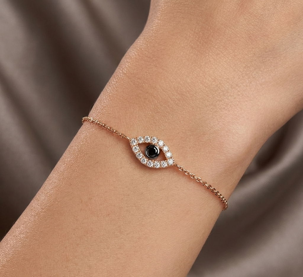 Diamond & Gold Evil Eye Bracelet