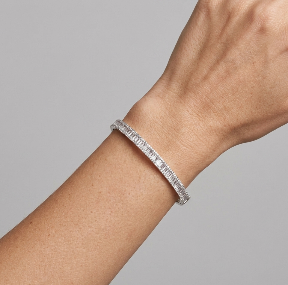 Diamond & White Gold Baguette Cuff Bracelet