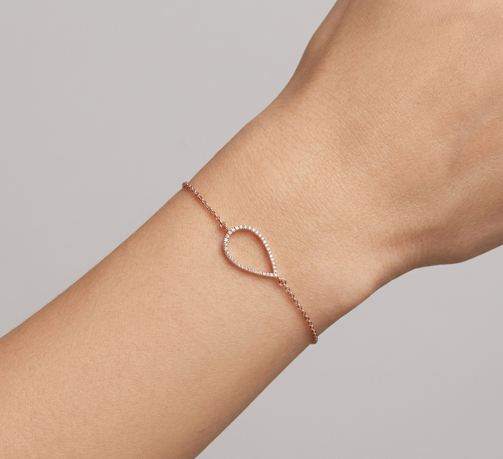 Diamond & Rose Gold Teardrop Bracelet