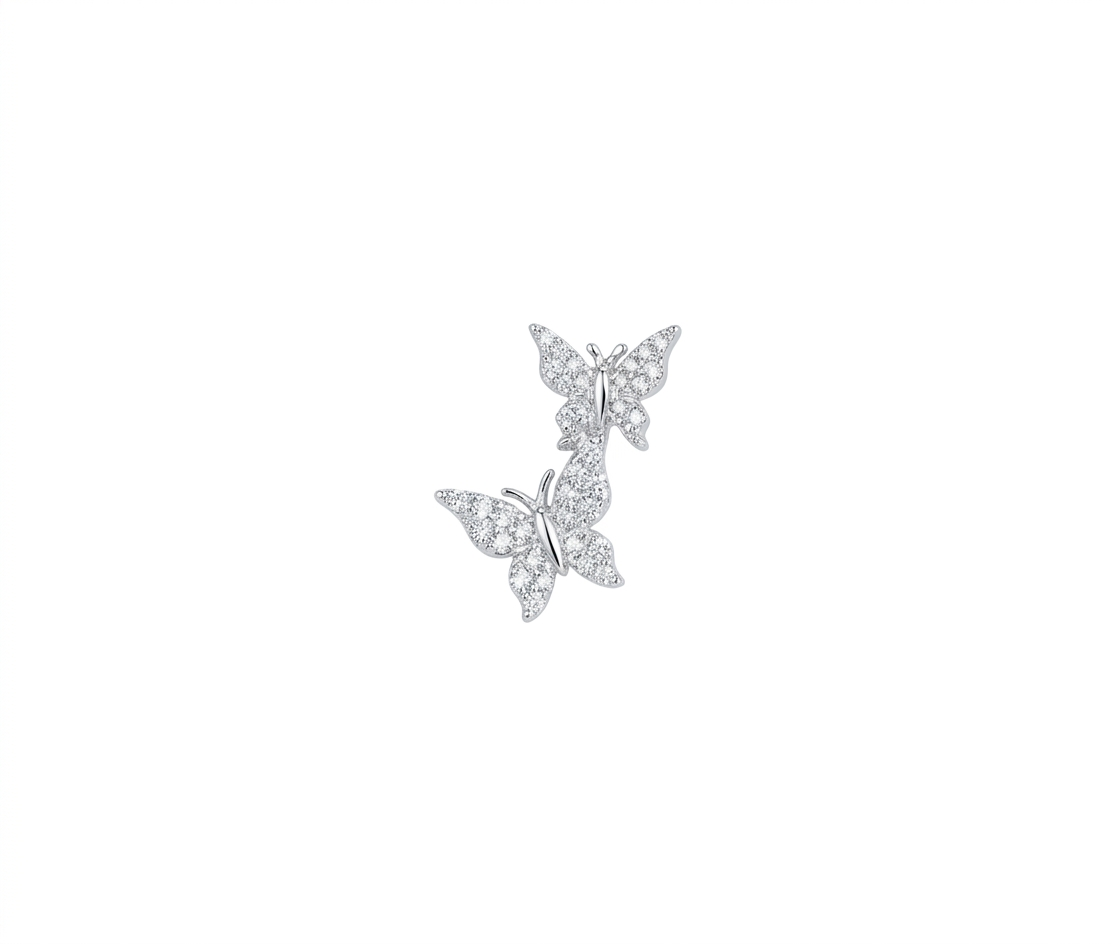 Diamond & White Gold Double Butterfly Earring
