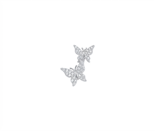Diamond & White Gold Double Butterfly Earring