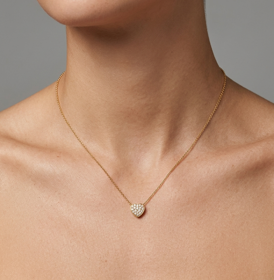 Diamond & Gold Small Heart Necklace