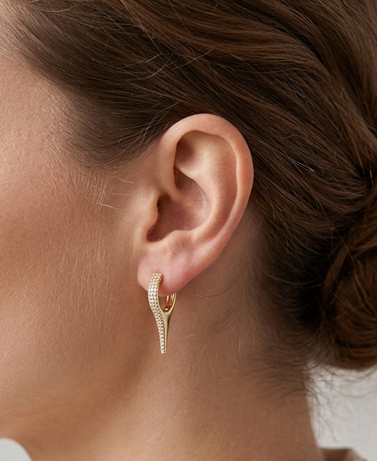 Diamond & Yellow Gold Spike Earrings