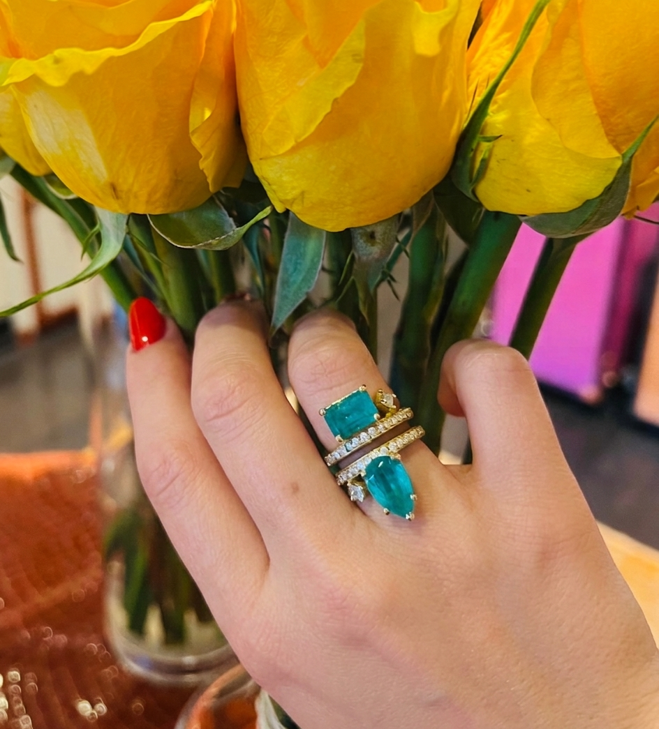 Diamond & Colombia Emerald Gold Ring
