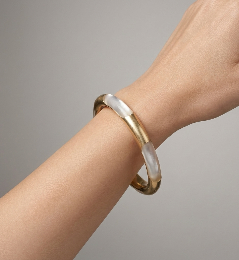 Mother of Pearl & Gold Cuff Bracelet