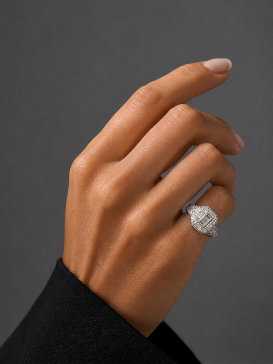 Diamond & White Gold Pinky Ring