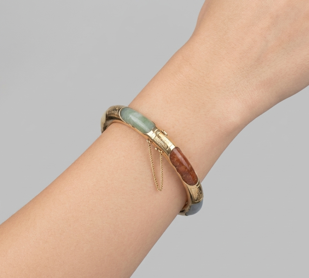 Multi-Stone Gold Cuff Bracelet