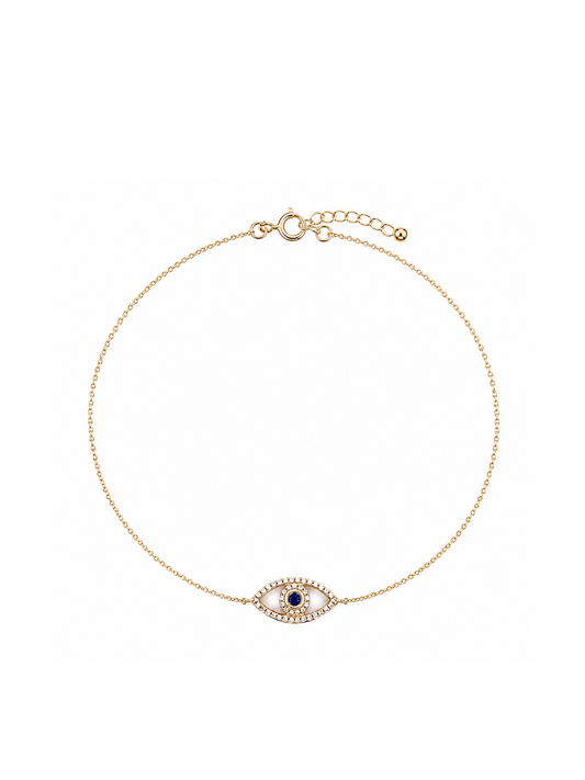 Diamond & Gold with Blue Sapphire Evil Eye Bracelet