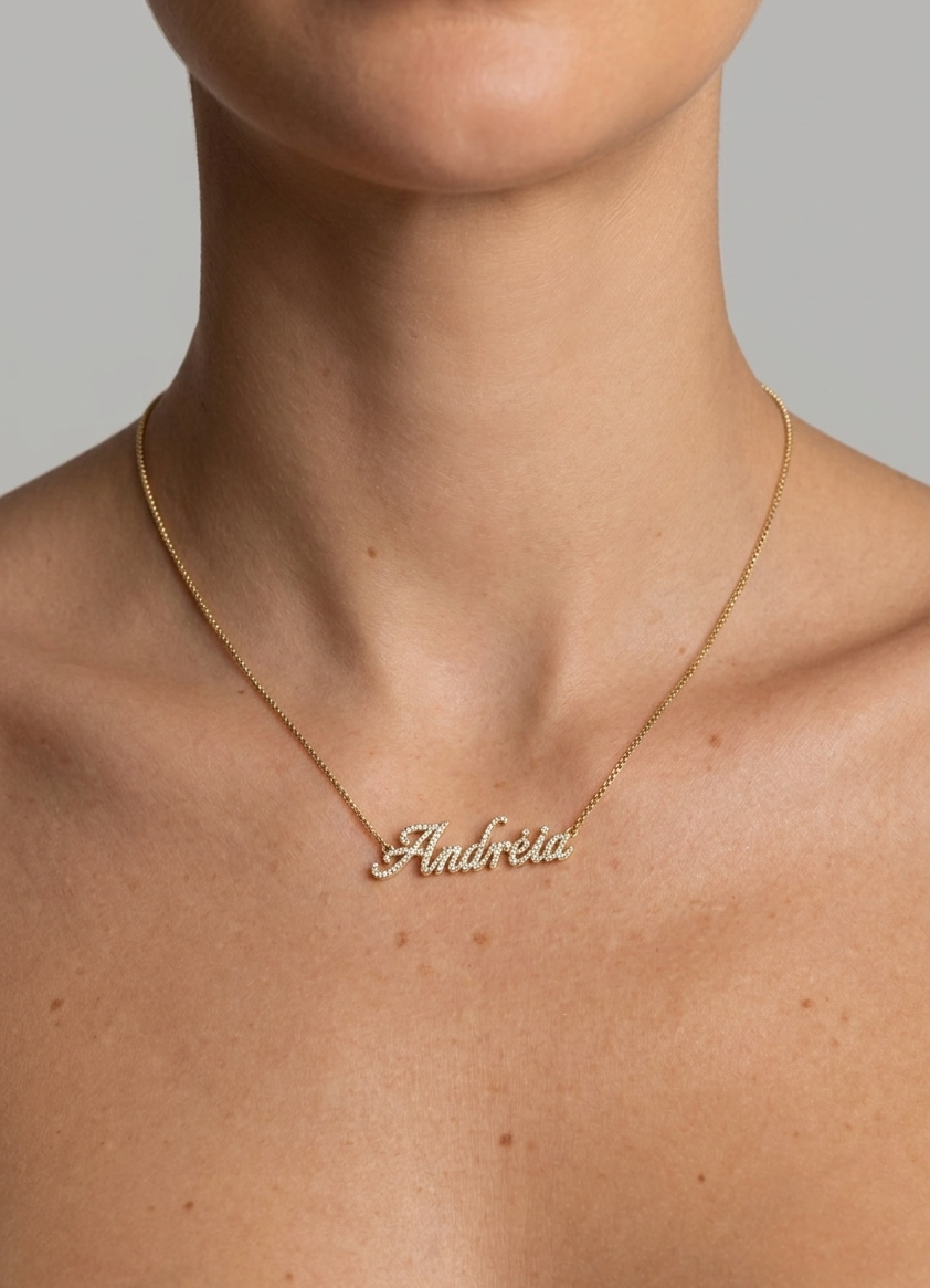Diamond Customizable Name Gold Necklace