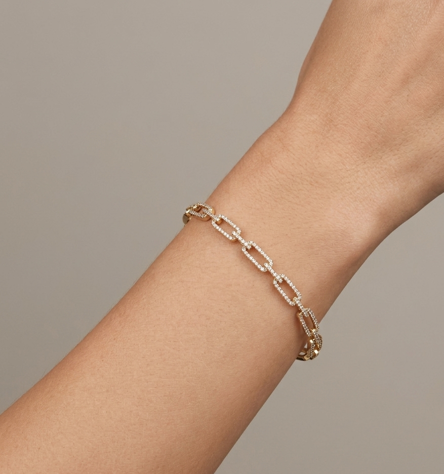 Diamond & Gold Link Cuff Bracelet