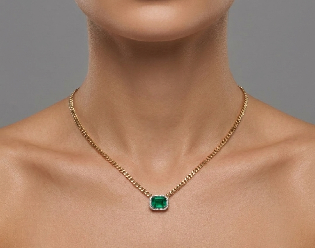 Emerald Diamond & Gold Necklace